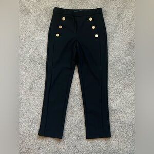 Women’s Black Ankle Length Pants with Gold Buttons